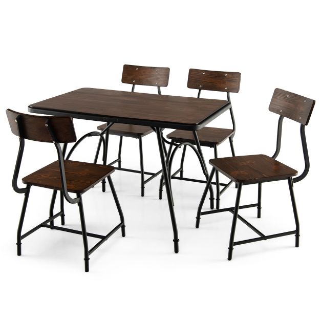 5-Piece Dining Ensemble - Rectangular Kitchen Table & 4 Comfortable Chairs - Ideal for Family Meals and Social Events