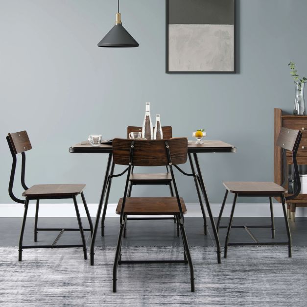 5-Piece Dining Ensemble - Rectangular Kitchen Table & 4 Comfortable Chairs - Ideal for Family Meals and Social Events