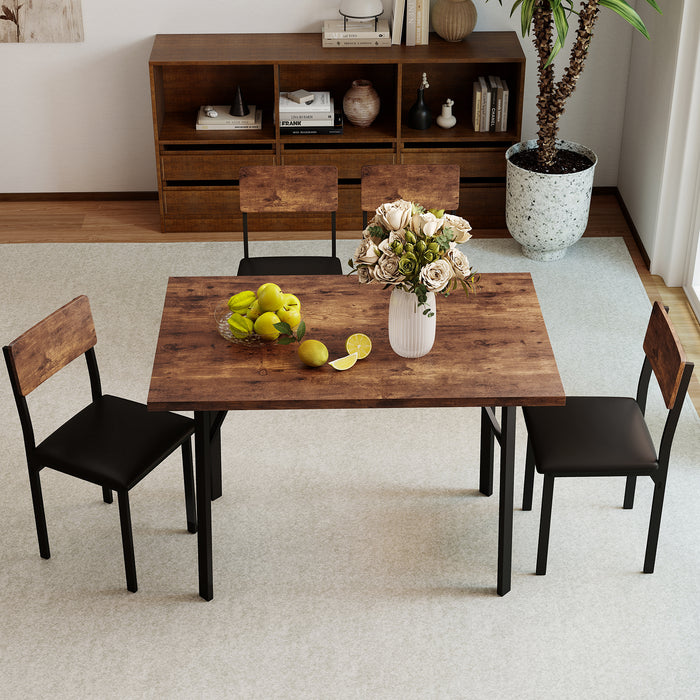 5-Piece Dining Table Set for 4 People with Metal Leg for Small Room-