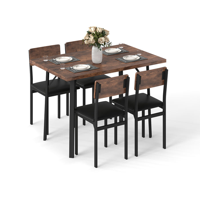 5-Piece Dining Table Set for 4 People with Metal Leg for Small Room-
