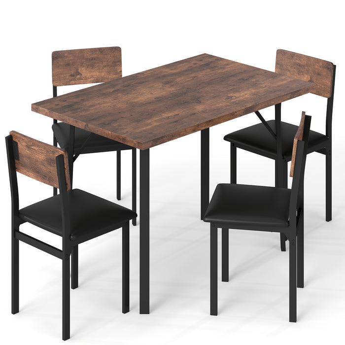 5-Piece Dining Table Set for 4 People with Metal Leg for Small Room-