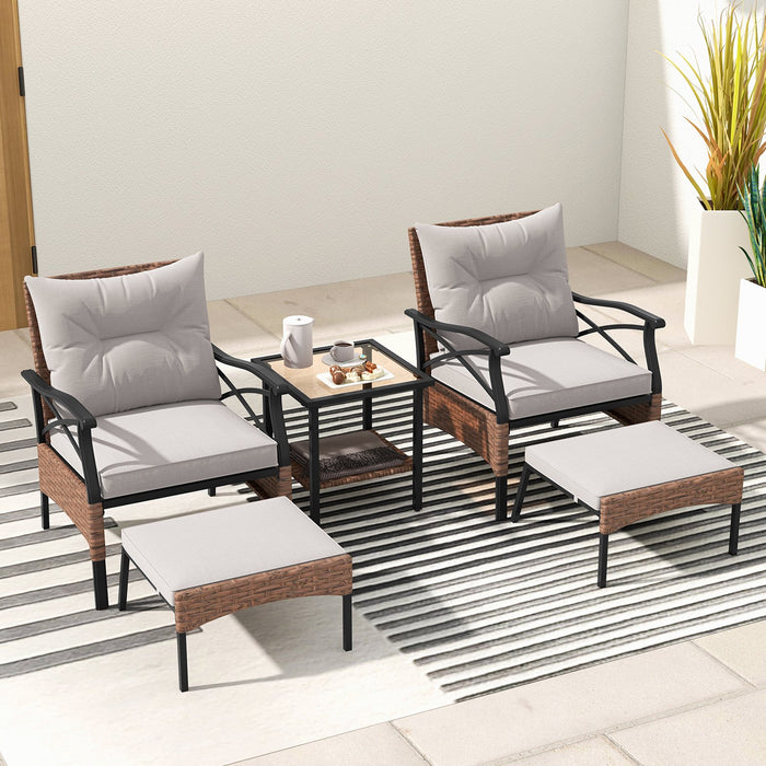 5 Piece Patio Furniture Set - Soft Seat and Back Cushions Included - Ideal Comfort for Outdoor Living Spaces