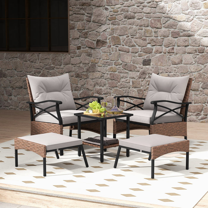 5 Piece Patio Furniture Set - Soft Seat and Back Cushions Included - Ideal Comfort for Outdoor Living Spaces