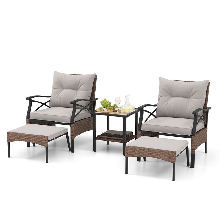 5 Piece Patio Furniture Set - Soft Seat and Back Cushions Included - Ideal Comfort for Outdoor Living Spaces