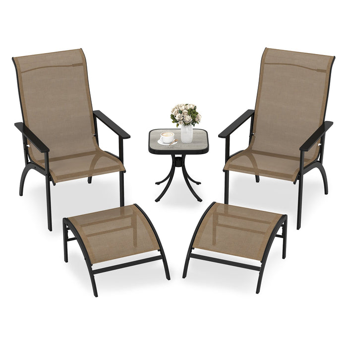 5 Pieces Adirondack Chair Set with Ottomans and Side Table-