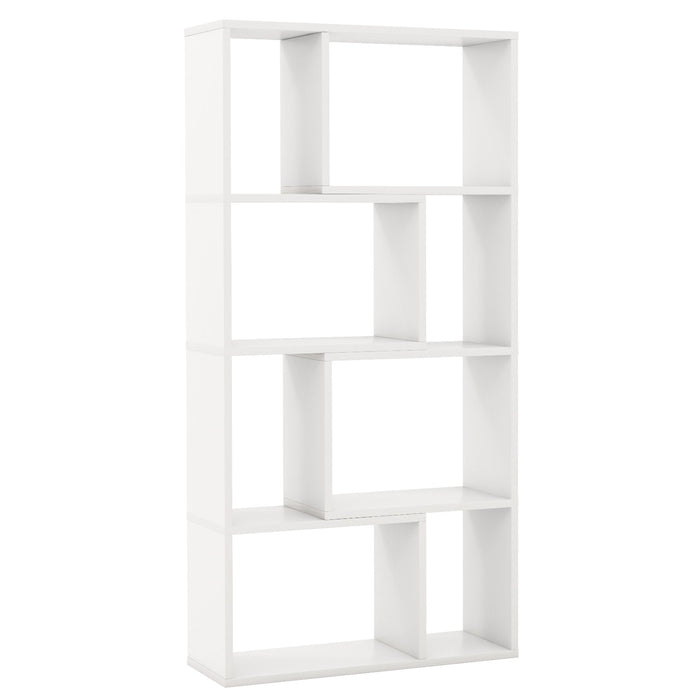 5-Tier Geometric Bookshelf with 8 Cubes Floor Standing Open Display-Brown