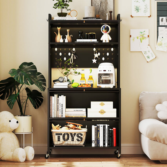 5 Tier Kitchen Bakers Rack Multifunctional Microwave Stand-Black