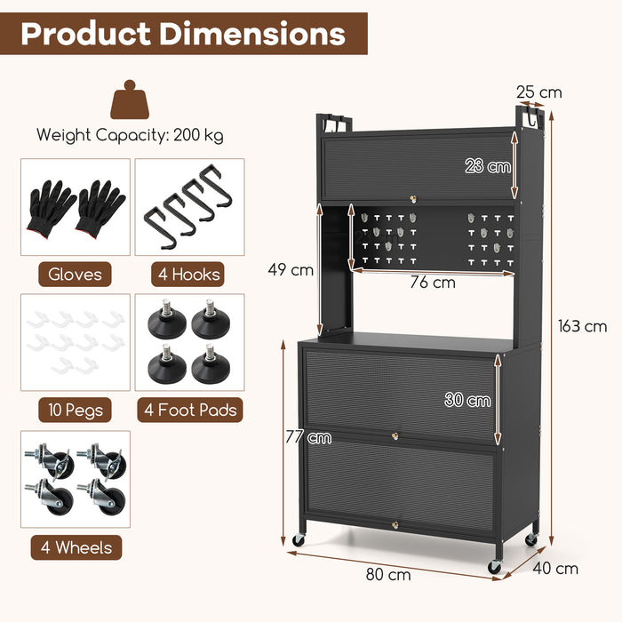 5 Tier Kitchen Bakers Rack Multifunctional Microwave Stand-Black