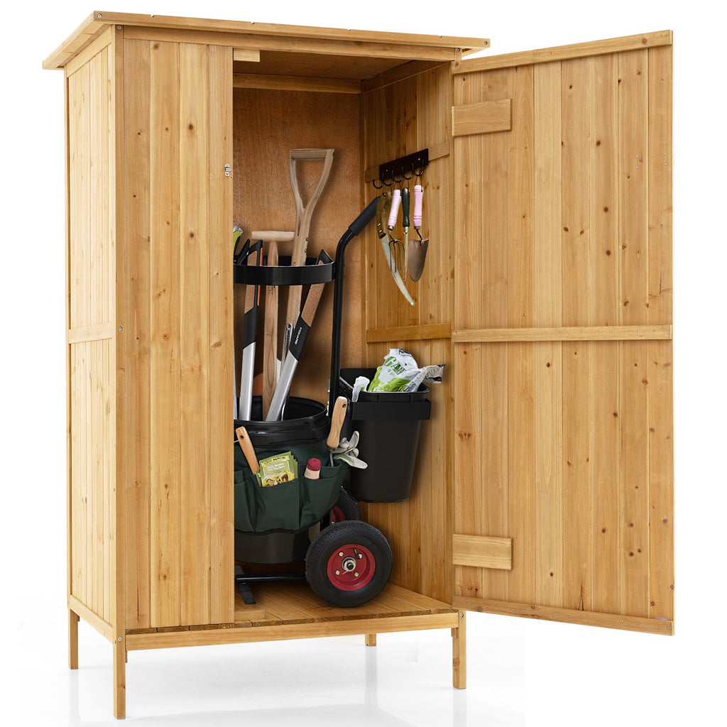 5 × 3 Feet Outdoor Storage Cabinet with Asphalt Roof and 3 Shelves-