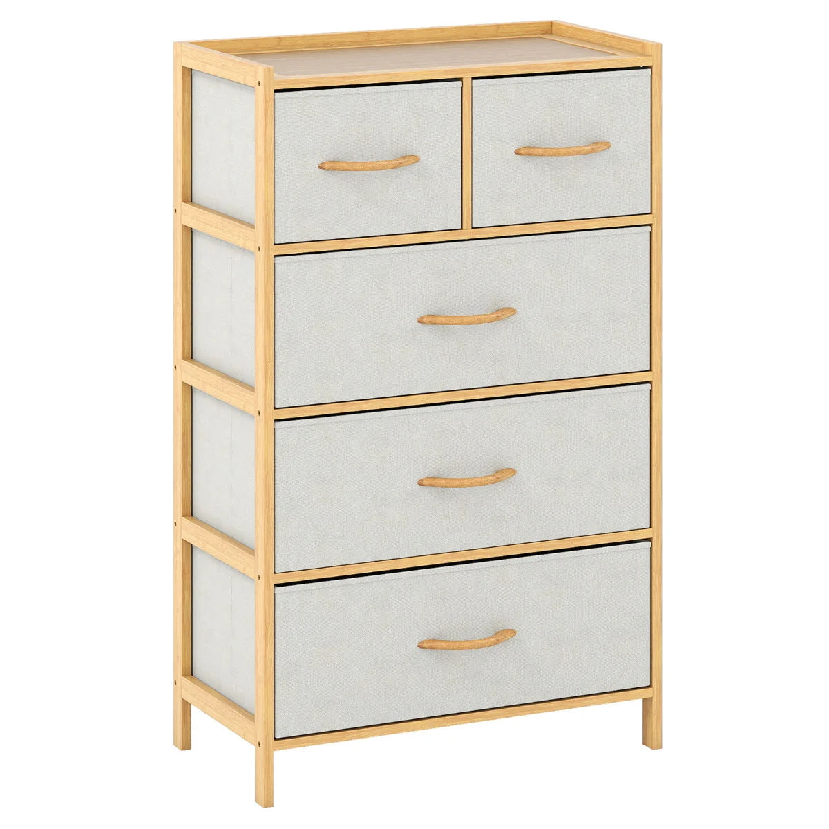 5-Drawer Bamboo Chest of Drawers Vertical Storage Tower-