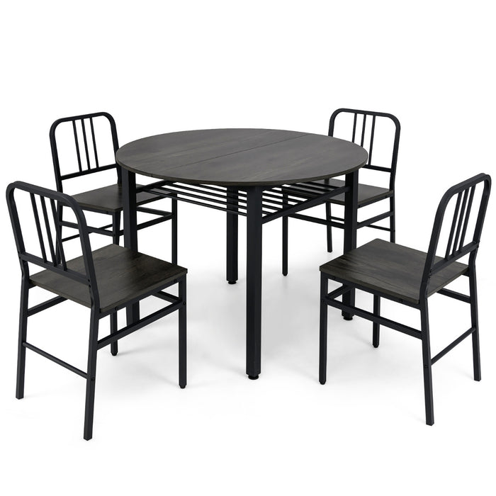 5 Piece Dining Table Set with Storage Rack for Dining Room