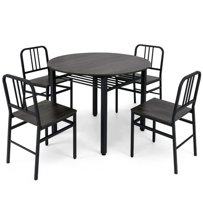 5 Piece Dining Table Set with Storage Rack for Dining Room