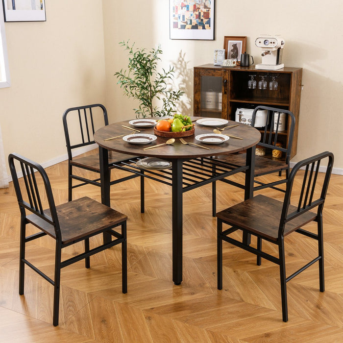 5 Piece Dining Table Set with Storage Rack for Dining Room-