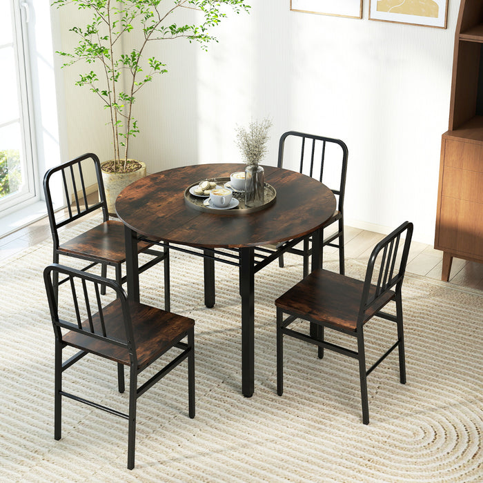 5 Piece Dining Table Set with Storage Rack for Dining Room-