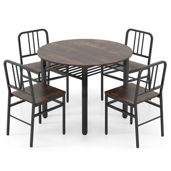 5 Piece Dining Table Set with Storage Rack for Dining Room-