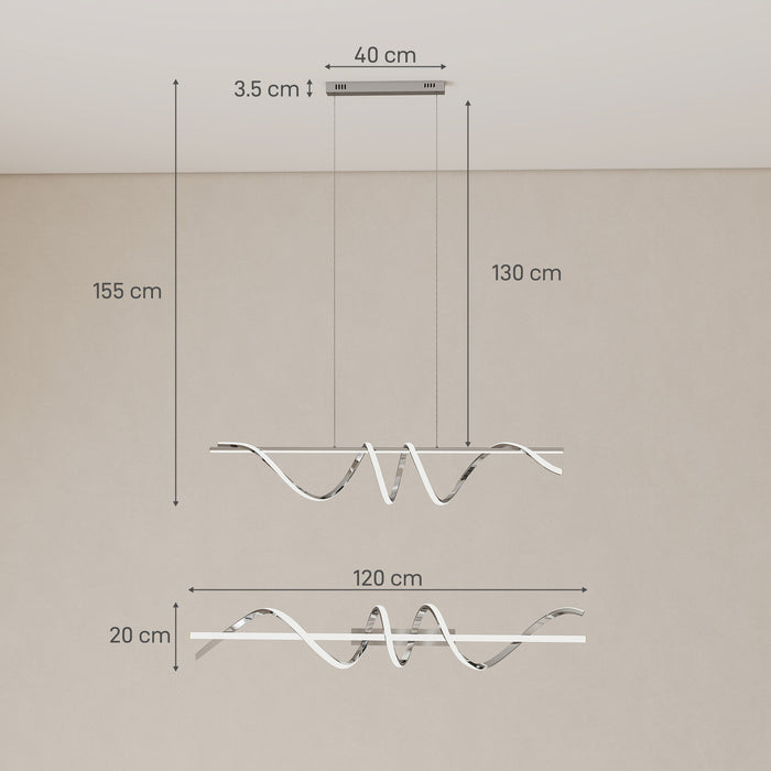 HOMCOM Pendant Light with 3 Colour Temperatures - Silver Tone