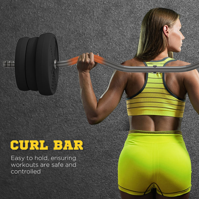 Adjustable 25kg Barbell Set - Curl Bar with Non-slip Grip for Weight Lifting - Ideal for Men & Women Fitness Enthusiasts