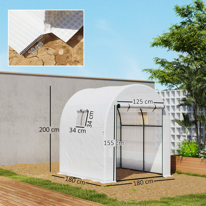 Outsunny 180 x 180cm Walk-In Polytunnel Greenhouse - White