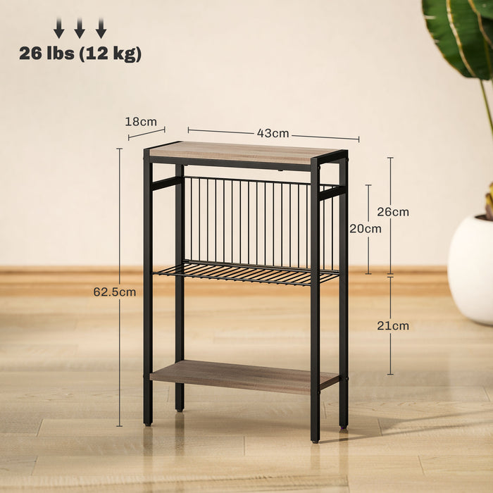 HOMCOM Three Shelf Industrial Side Table, Grey | Aosom UK