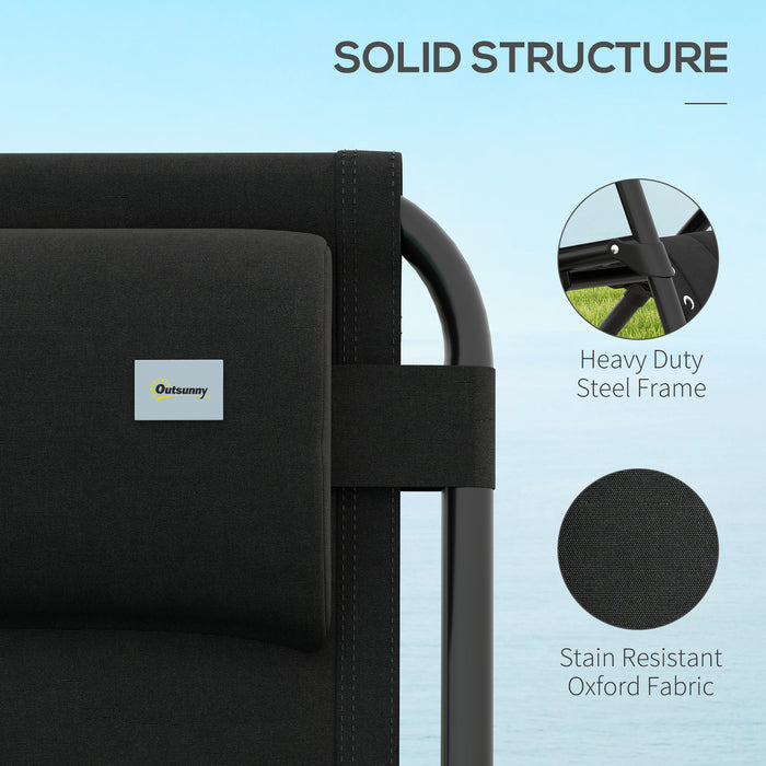 Outsunny Foldable Reclining Garden Chair, Zero Gravity Chair with Padded Seat, Cup Holder, Adjustable Backrest, Pillow for Outdoor, Patio, Deck, Black