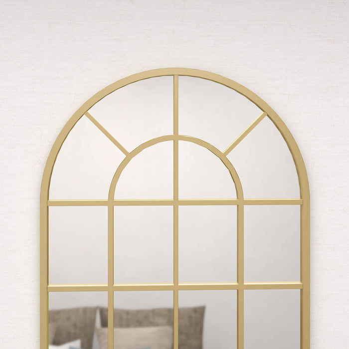HOMCOM 110 x 65 cm Arched Decorative Wall Mirror for Bedroom Living Room, Modern Window Bathroom Mirror for Home Decor