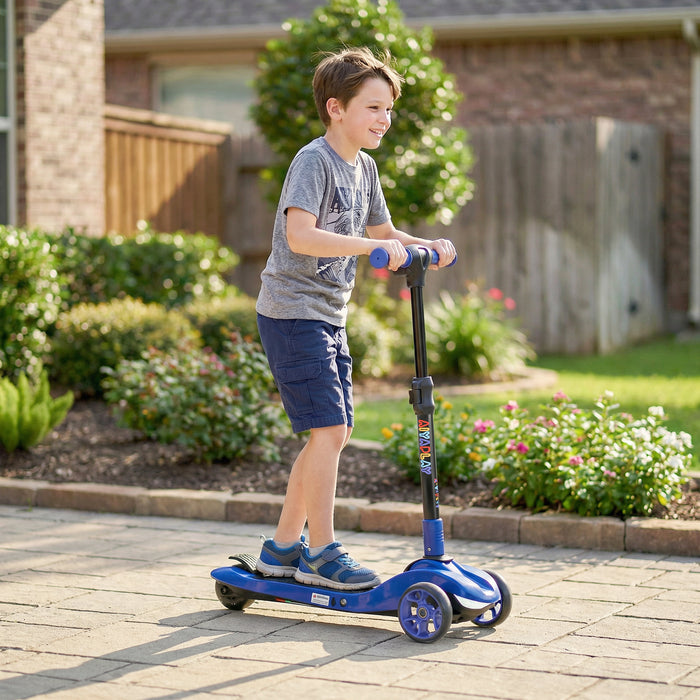 AIYAPLAY Three-Wheel Foldable Electric Scooter for Kids Aged 6-10 Years, Blue