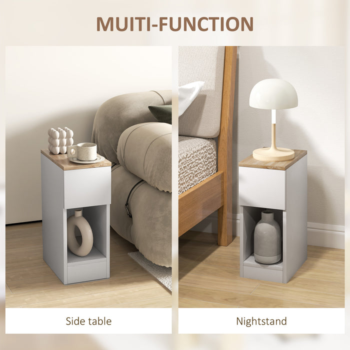 HOMCOM Set of Two Modern Storage Bedside Tables - White