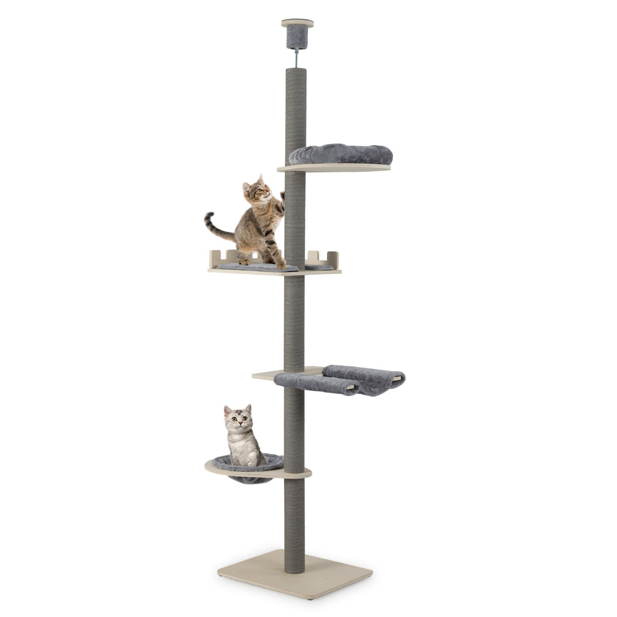 236-271 cm Height Adjustable 5-tier Floor to Ceiling Cat Tree -