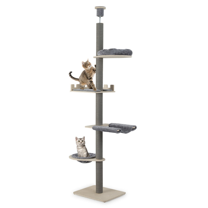236-271 cm Height Adjustable 5-tier Floor to Ceiling Cat Tree -