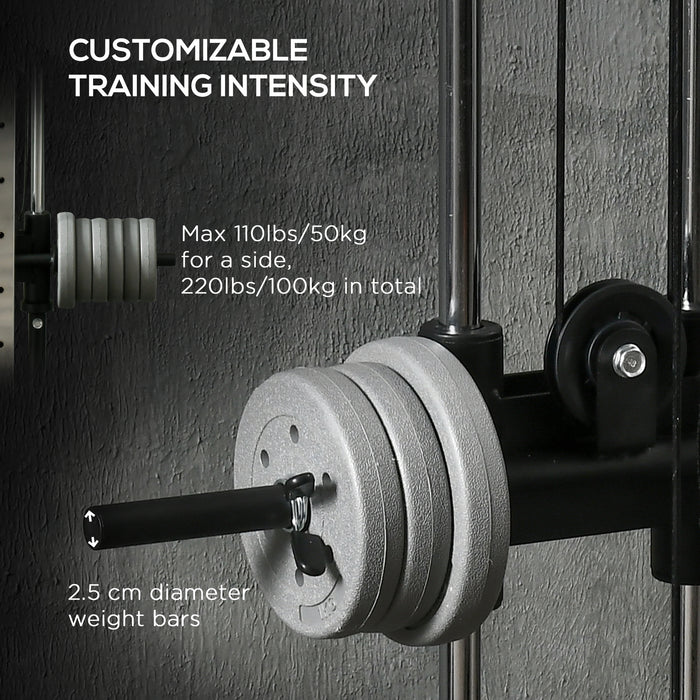 SPORTNOW Wall Mount Cable Machine, 15 Positions Adjustable Cable Crossover Machine Dual Pulley System for Home Gym