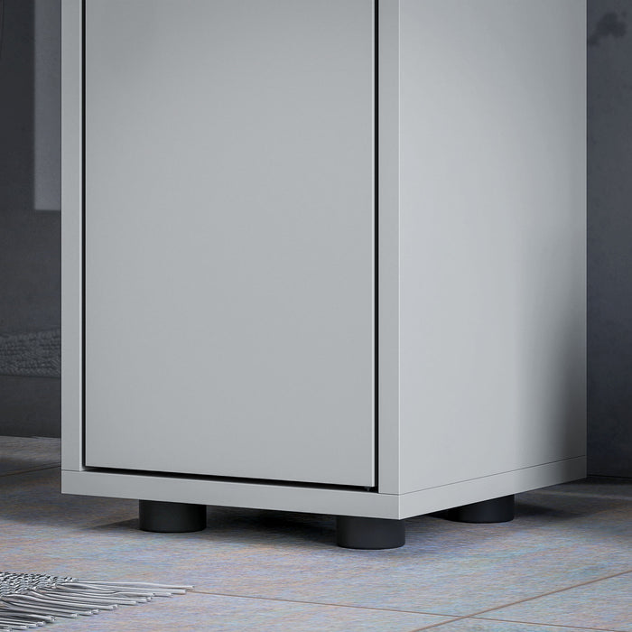 kleankin 180cm Slim Bathroom Cabinet, with Drawer, Shelves and Cupboards - Grey