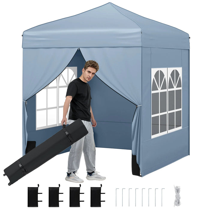 6.5 x 6.5 FT Pop up Canopy Tent Outdoor Patio Commercial Sunshade Shelter with 4 Sidewalls-