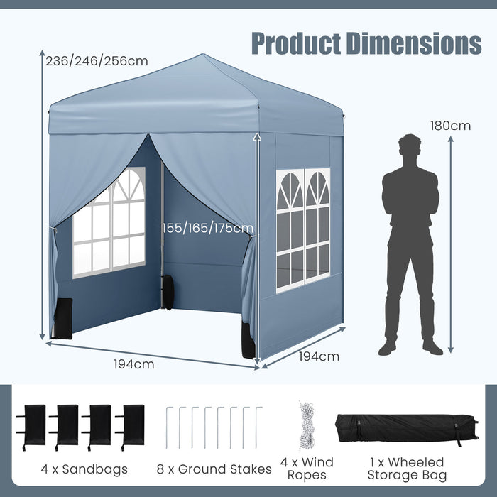 6.5 x 6.5 FT Pop up Canopy Tent Outdoor Patio Commercial Sunshade Shelter with 4 Sidewalls-