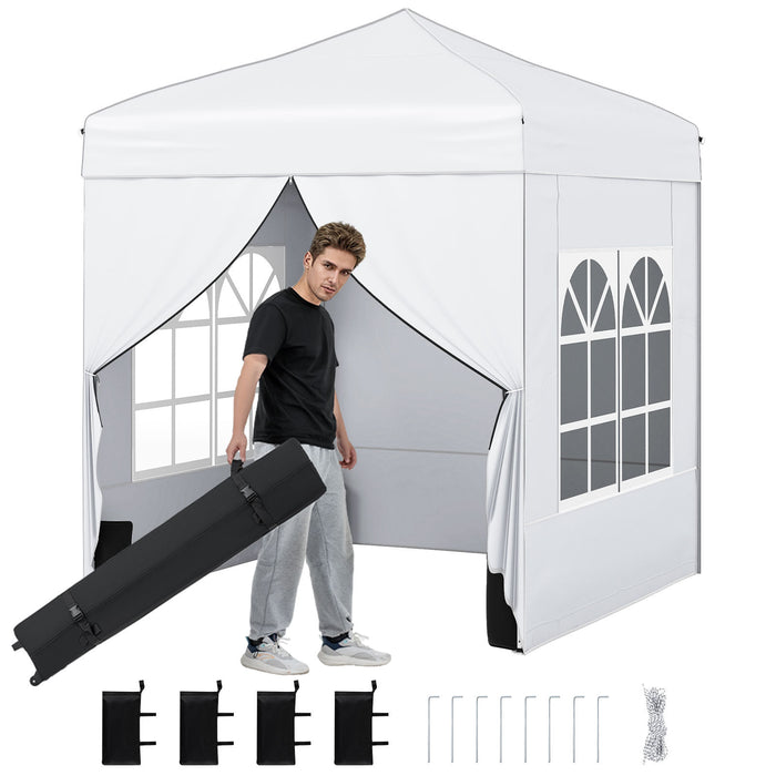 6.5 x 6.5 FT Pop up Canopy Tent Outdoor Patio Commercial Sunshade Shelter with 4 Sidewalls-