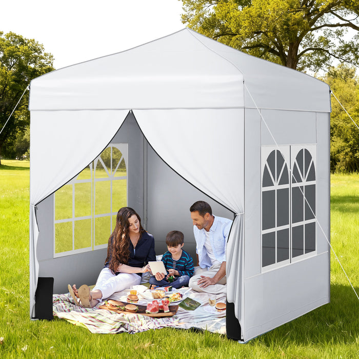 6.5 x 6.5 FT Pop up Canopy Tent Outdoor Patio Commercial Sunshade Shelter with 4 Sidewalls-