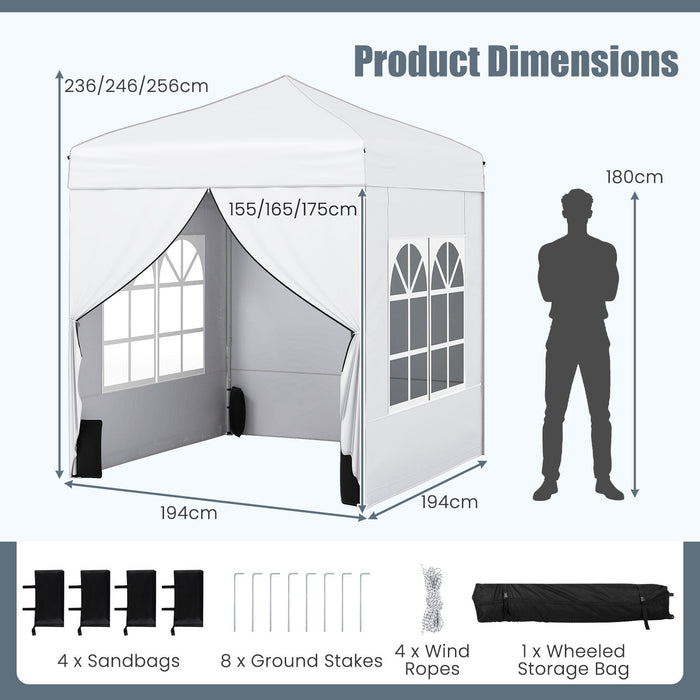 6.5 x 6.5 FT Pop up Canopy Tent Outdoor Patio Commercial Sunshade Shelter with 4 Sidewalls-