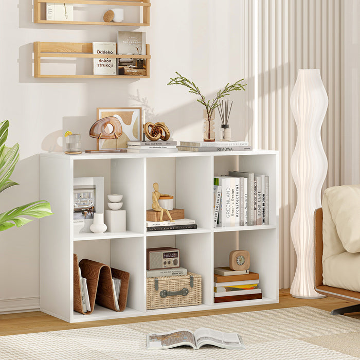 6-Cube Bookshelf with Back Guardrail and Anti-tipping Kits-White