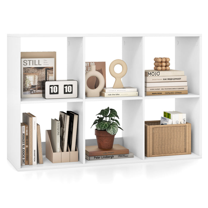 6-Cube Bookshelf with Back Guardrail and Anti-tipping Kits-White