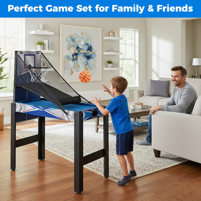 6-In-1 Multi Game Table with Air Hockey Table Tennis Basketball Billiards Shuffleboard Bowling-