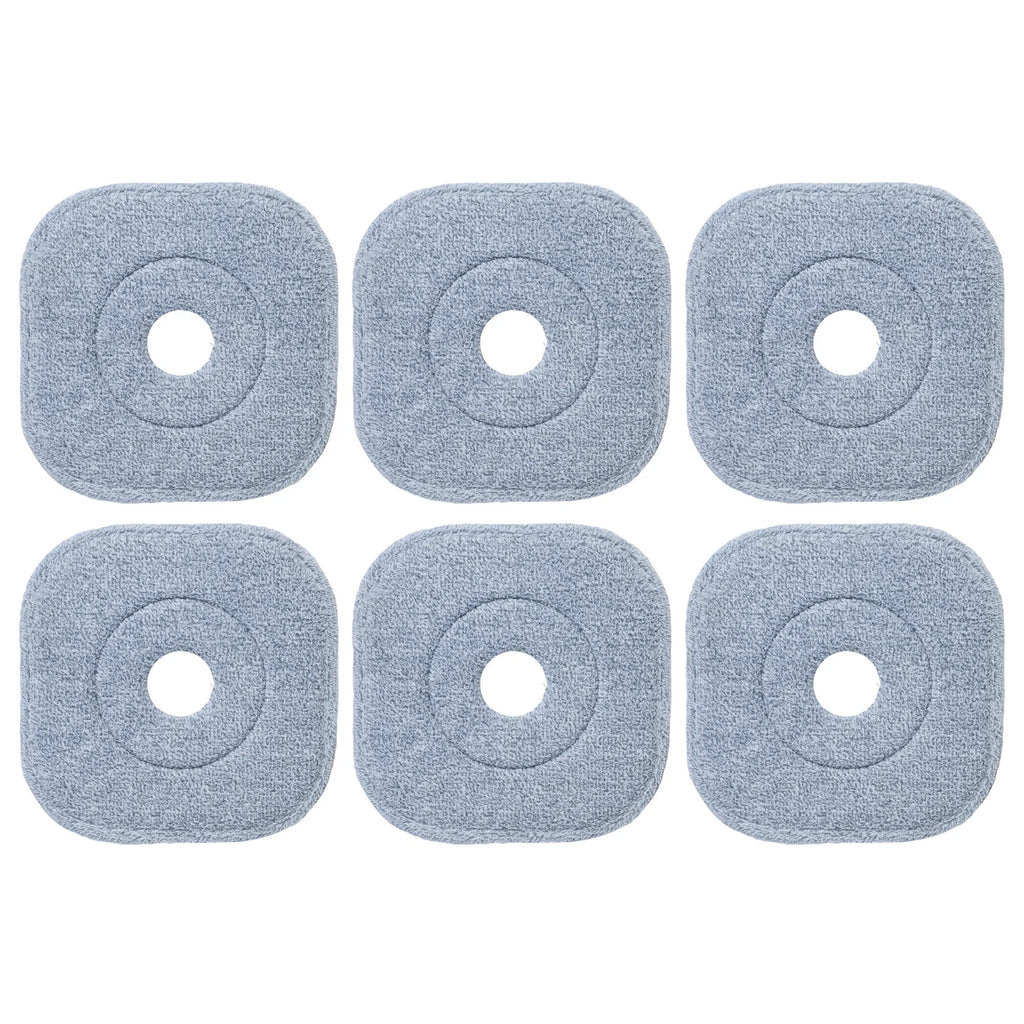 6 PCS Microfibre Mop Pads with Hook & Loop Fasteners Washable for Home Cleaning