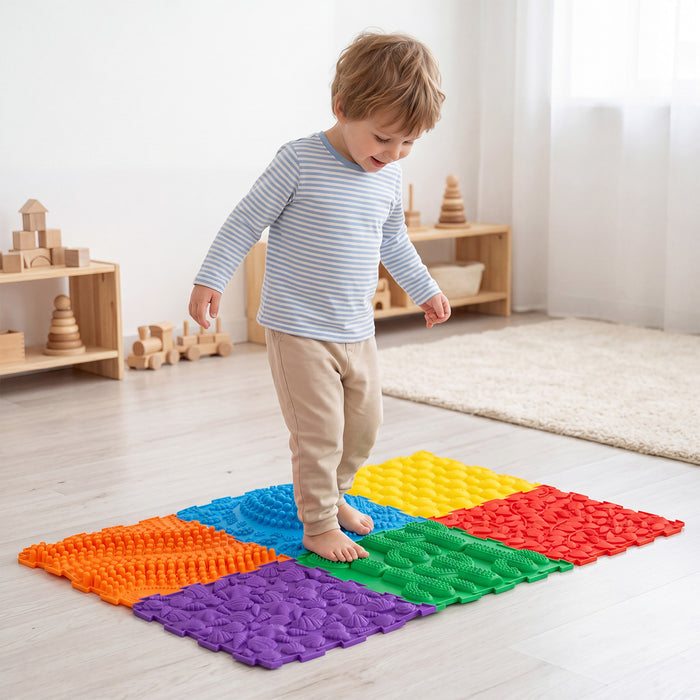 6 PCS Tactile Sensory Mats for Kids and Adults with Rich Colors and Embossed Nature Patterns-