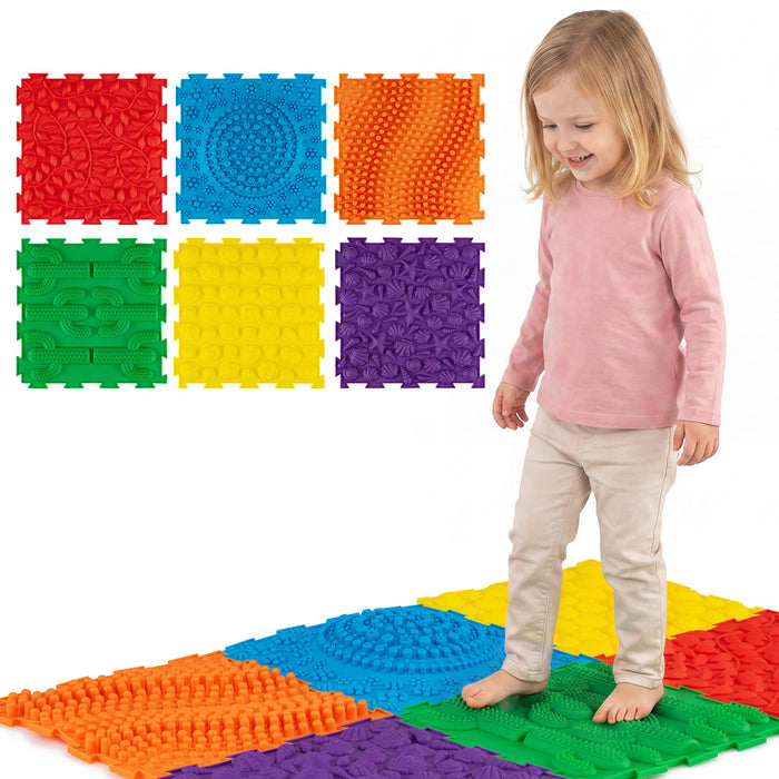 6 PCS Tactile Sensory Mats for Kids and Adults with Rich Colors and Embossed Nature Patterns-