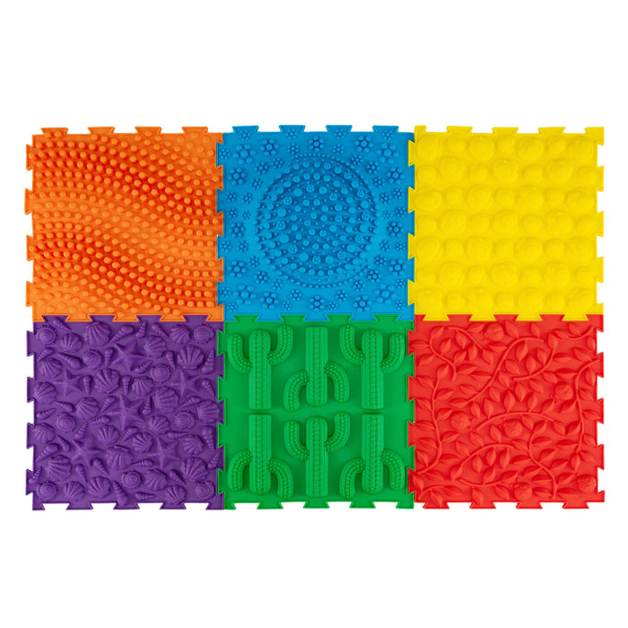 6 PCS Tactile Sensory Mats for Kids and Adults with Rich Colors and Embossed Nature Patterns-