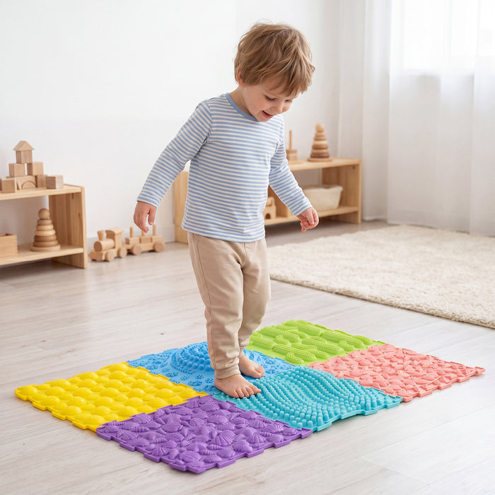 6 PCS Tactile Sensory Mats for Kids and Adults with Rich Colors and Embossed Nature Patterns-