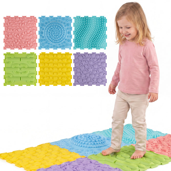6 PCS Tactile Sensory Mats for Kids and Adults with Rich Colors and Embossed Nature Patterns-