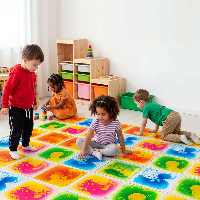 6 Piece 30 x 30 CM Square Liquid Puzzle Pads for Kids