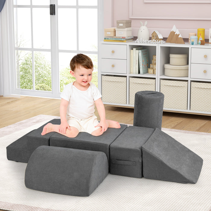 6-Piece Baby Climbing Blocks with Skin-Friendly Chenille Fabric-