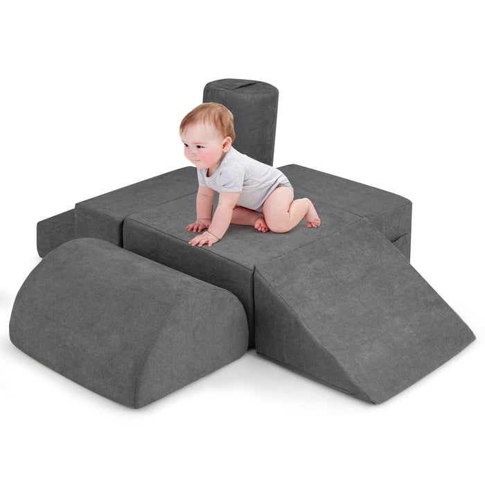 6-Piece Baby Climbing Blocks with Skin-Friendly Chenille Fabric-