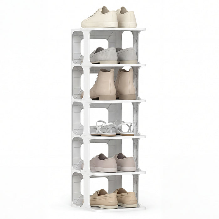 6-Tier Stackable Shoe Rack Small Vertical Shoe Organizer-Black