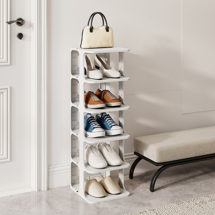 6-Tier Stackable Shoe Rack Small Vertical Shoe Organizer-Black